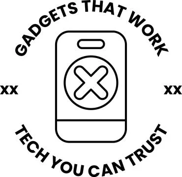 A black and white logo for a tech company that says "Gadgets that Work Tech Y Stock Illustration