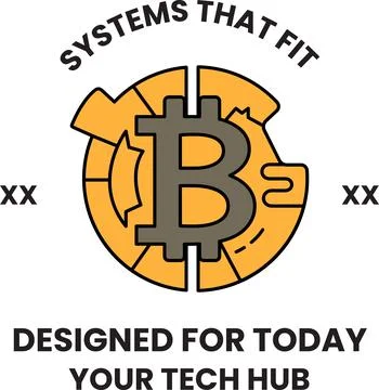 A black and white logo for a tech hub Stock Illustration