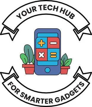A black and white logo for a tech hub for smarter gadgets Stock Illustration