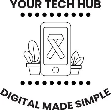 A black and white logo for a tech hub that is simple and digital Stock Illustration