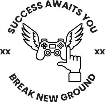 A black and white logo with a video game controller Stock Illustration