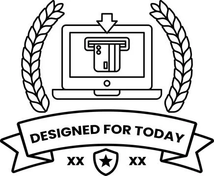 A black and white logo for a website that is designed for today Stock Illustration