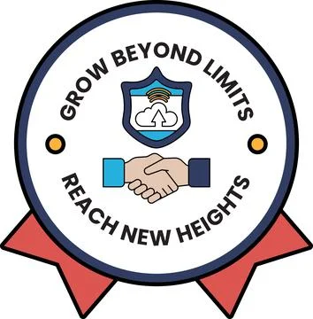 A black and white logo with the words Grow Beyond Limits, Reach New Heights Stock Illustration