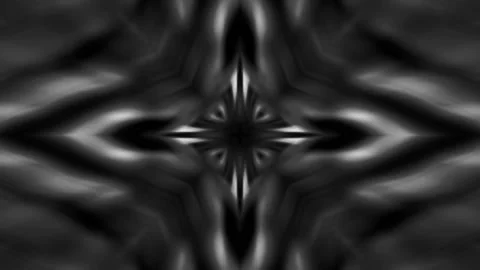 Black and White Loopable Background, Mystic Abstract Symmetrical Pattern Stock Footage 228142644