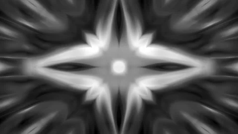 Black and White Loopable Background, Mystical Abstract Symmetrical Pattern Stock Footage 228142660