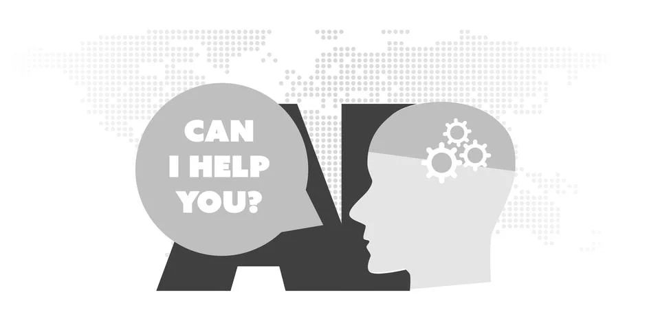 Black and White Machine Learning, Artificial Intelligence, Chat Bot, Cloud .. Illustrazione stock