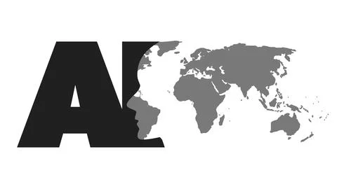 Black and White Machine Learning, Artificial Intelligence, Cloud Computing,.. Stockillustratie