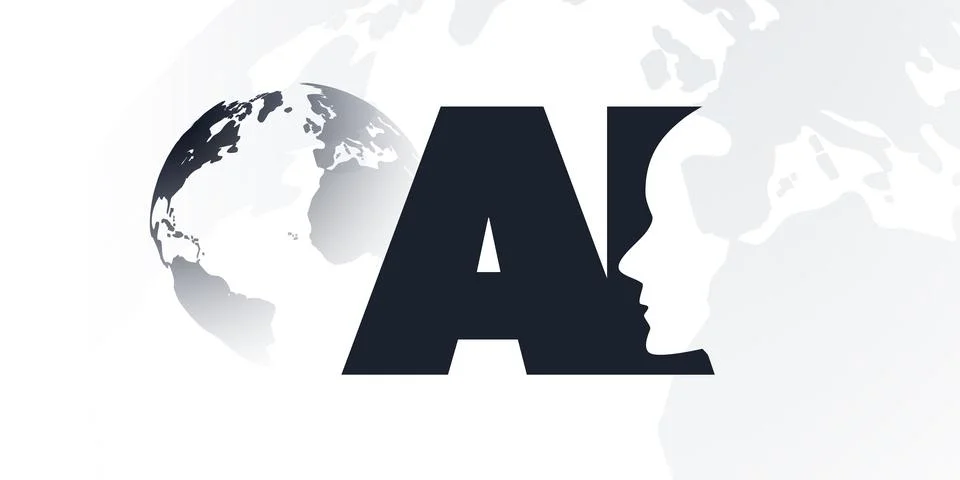 Black and White Machine Learning, Artificial Intelligence, Cloud Computing .. Stock Illustration