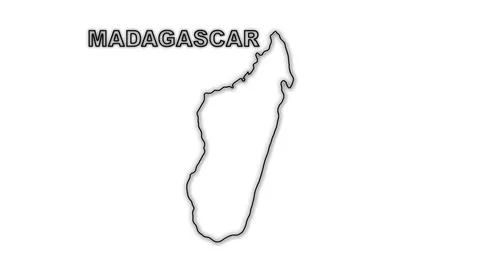 Black and White Madagascar Map Outline Minimalist Monochrome Illustration Stock Illustration