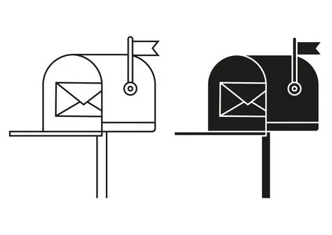 Black And White Mailbox Flat Icon Vector Stock Illustration