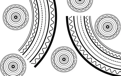Black and White Mandala Circles Decorative Pattern With Concentric Ornament.. Stock Illustration