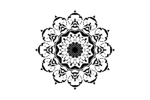 Black and white mandala pattern highlighting symmetrical circular design Stockillustratie