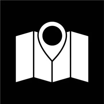 BLACK AND WHITE MAP ICON, ILLUSTRATION Ilustración de archivo