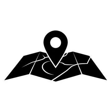 Black and white map with location pin icon for navigation and gps Stock Illustration