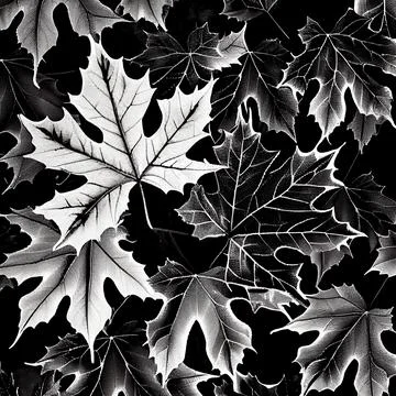 Black and white maple tree autumn leaves abstract pattern. Stock Illustration