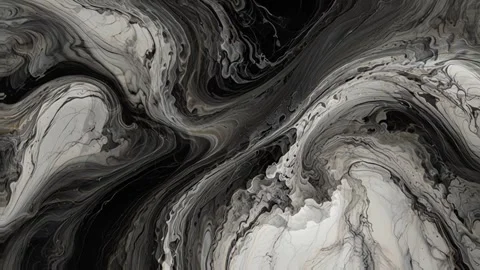 Black and white marble liquid flow has unique and beautiful pattern lines. 4K Stock Footage 295705768