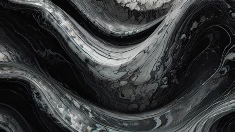 Black and white marble liquid flow has unique and beautiful pattern lines. 4K Stock Footage 295707844