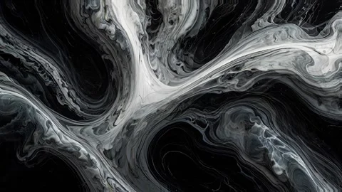 Black and white marble liquid flow has unique and beautiful pattern lines. 4K Stock-Footage 295763997