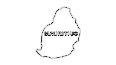 Black and White Mauritius Map Outline Minimalist Monochrome Illustration Stock Illustration