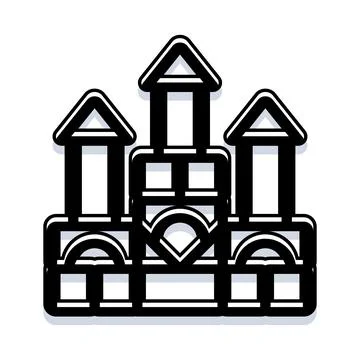 Black and white medieval castle building structure icon Ilustración de archivo