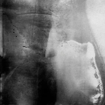 Black and white medium format film background with grain and light leak. Stock Photos