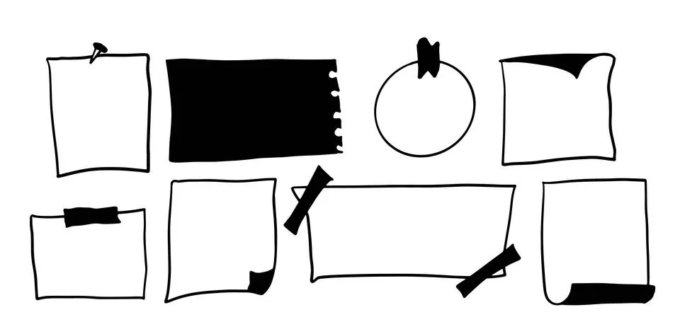 Black and White Memo/Notepad Set Illustration | Doodle for Stationery Designs Stock Illustration