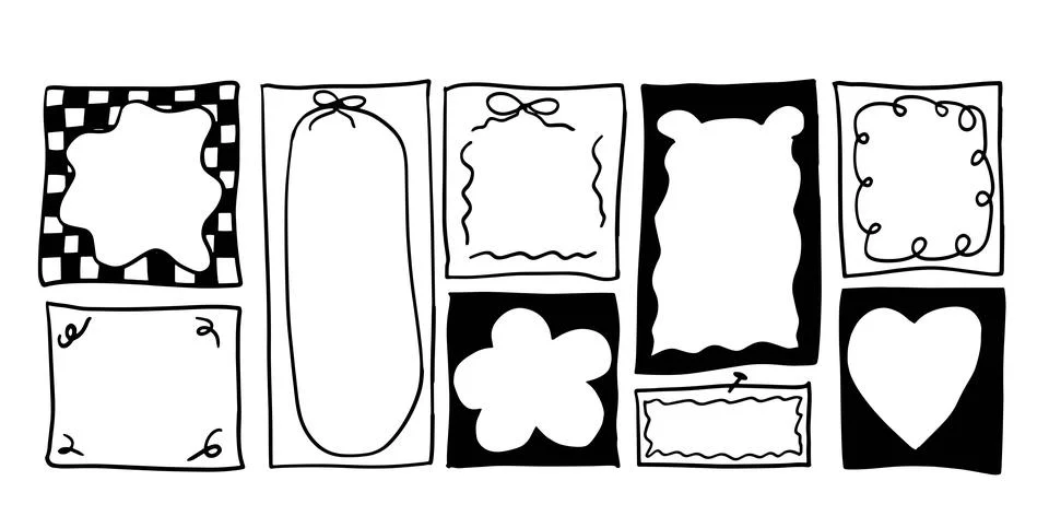 Black and White Memo/Notepad Set Illustration | Doodle for Stationery Designs Иллюстрация