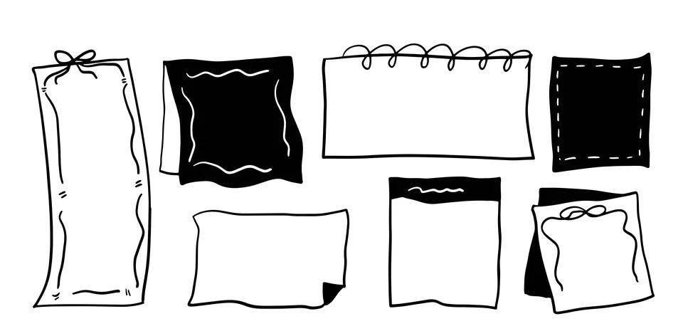 Black and White Memo/Notepad Set Illustration | Doodle for Stationery Designs Stock Illustration
