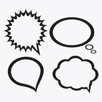Black and white Message bubble speech, editable vector Illustrazione stock