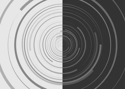 Black and white minimal circular lines abstract futuristic tech background 스톡 일러스트