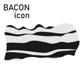Black and White Minimalist Bacon Slice Icon Isolated on White Background Stock Illustration