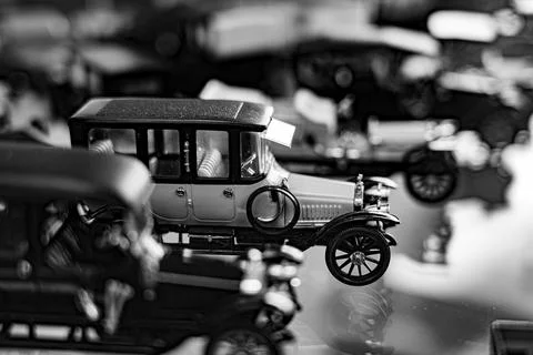 Black and white model retro cars Stock Photos