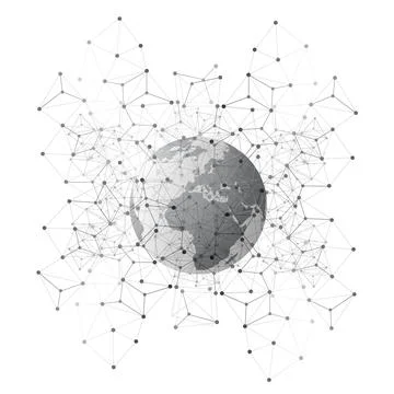 Black and White Modern Cloud Computing and Global Digital Network Connectio.. 스톡 일러스트