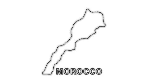 Black and White Morocco Map Outline Minimalist Monochrome Illustration Stock Illustration