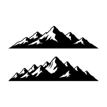 Black and white mountain range silhouettes perfect for graphic design Stock Illustration