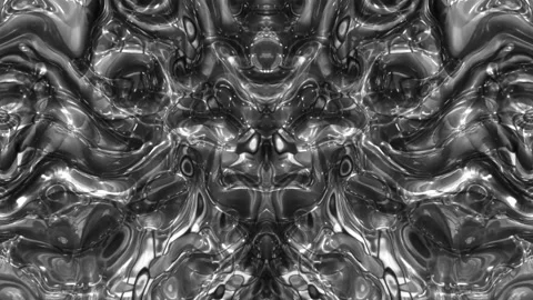 Black and white moving liquid, 3D rendering Stock Footage 233885836