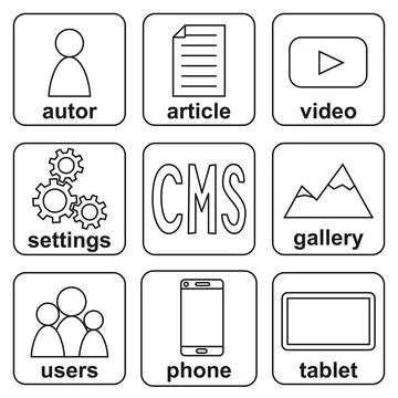 Black and white multiplatform cms elements infographic 스톡 일러스트