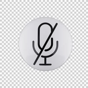 Black and White Muted Microphone Icon 3D Render on Transparent Background Stock Illustration