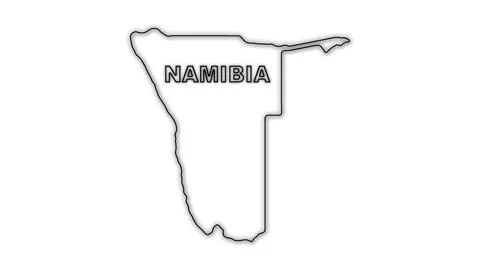 Black and White Namibia Map Outline Minimalist Monochrome Illustration Stock Illustration