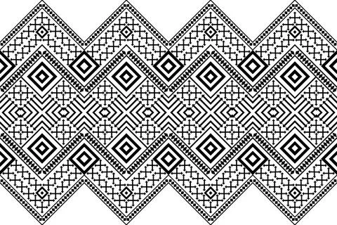 Black and white native geometric fabric pattern Stock Illustration