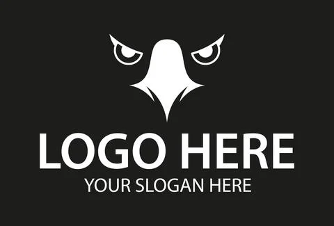 Black and White Negative Space Eagle Face Logo Design	 Stock Illustration