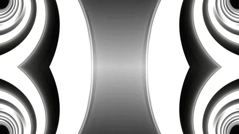 Black and White Neon Light Moves in Spiral Kaleidoscope Background VJ Loop Video stock 335829195