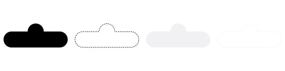 Black and White Neumorphic Menu Button With Semi Circle Tab on Top Center Stock Illustration
