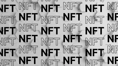 Black and White NFT CryptoArt Sign Animation. Typography Pattern. 4K Stock Footage 194505175