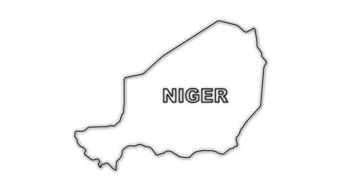 Black and White Niger Map Outline Minimalist Monochrome Illustration Stock Illustration