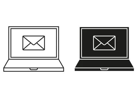 Black And White NoteBook With Email Icon Flat Design 스톡 일러스트
