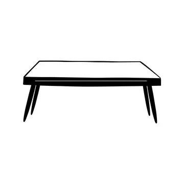 Black and white Office table. Doodle vector Stock Illustration