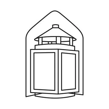 Black and white old lantern Stock Illustration