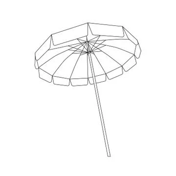 Black And White Open Beach Umbrella Outline Stock Illustration