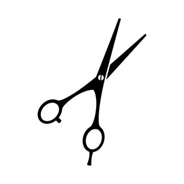 Black and white open scissors silhouette Stock Illustration